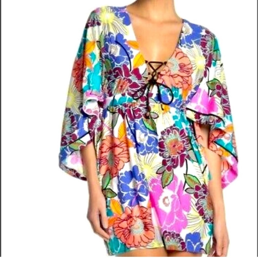 Trina Turk Floral Swim Tunic Size Small